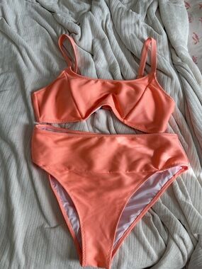 Women's Coral High-Waist Bikini Set